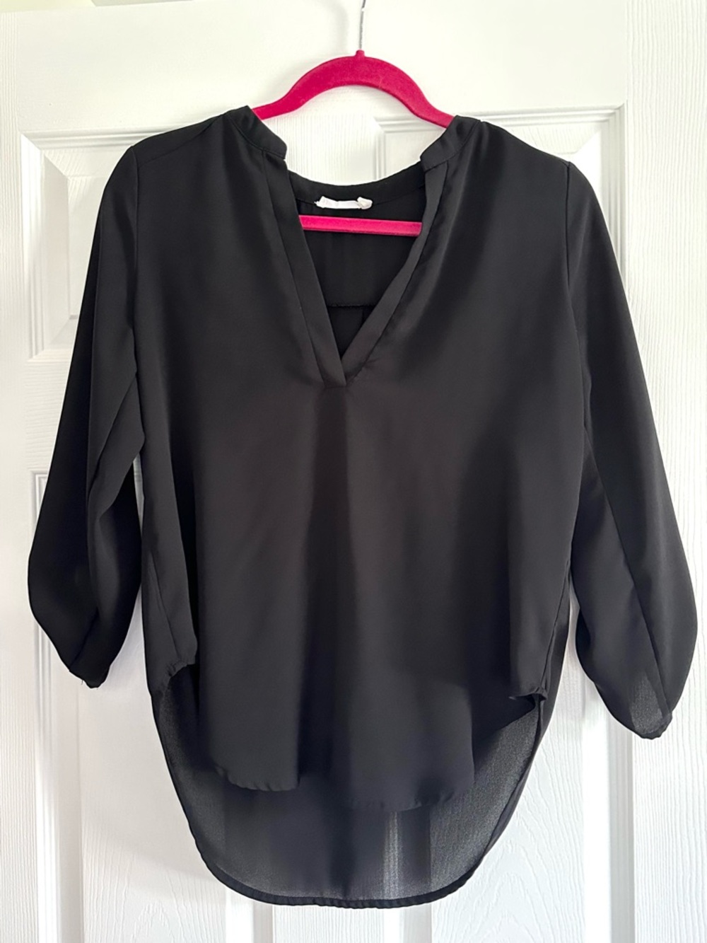 Lush Black V-Neck Chiffon Blouse